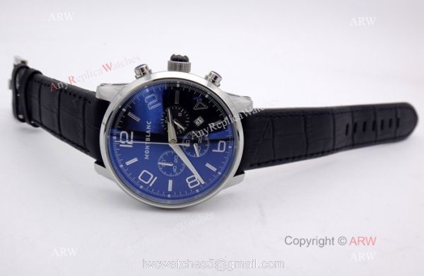 Montblanc Timewalker Chrono Black Leather strap Watch Mont Blanc Knock off Watch 8