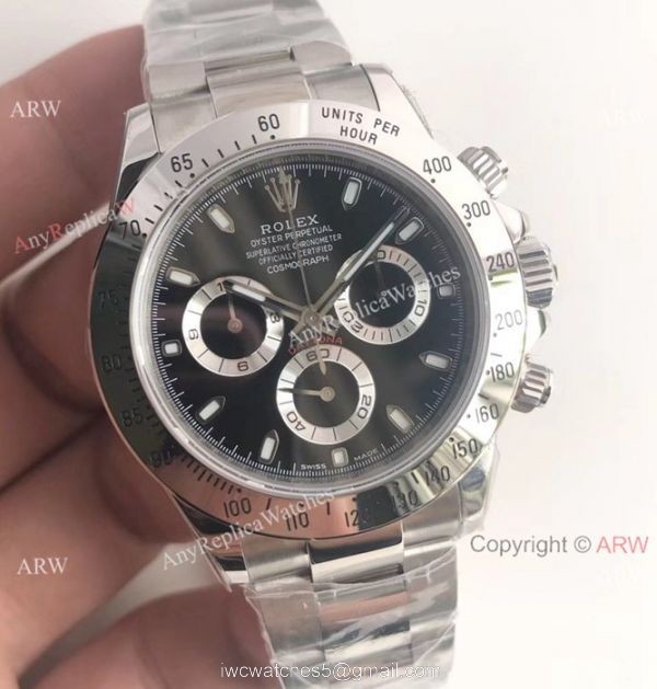1:1 Clone Rolex Cosmograph Daytona Black Face Watch / Noob Daytona 4130 8