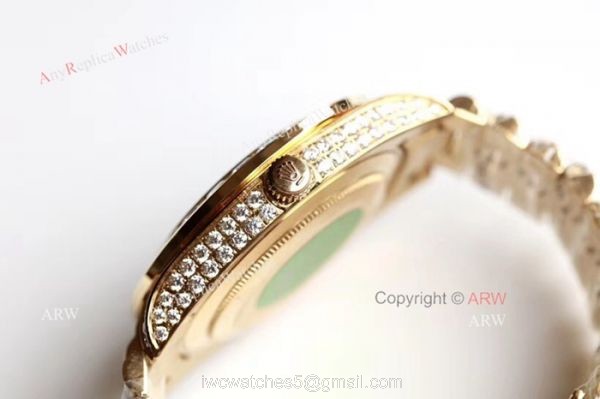 Swiss Grade 1 Replica Rolex Presidential Diamond DayDate Watch Yellow Gold 39mm 8