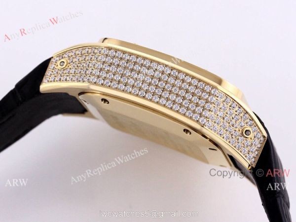Knockoff Cartier Santos De Chronograph Iced Out Watch 45mm Men 8
