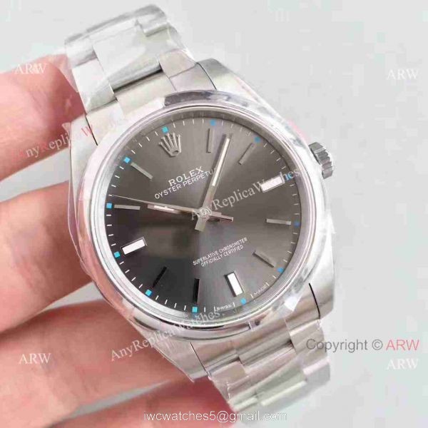 Swiss Replica Rolex Oyster Perpetual Watch Gray Dial Original Style Buckle 8