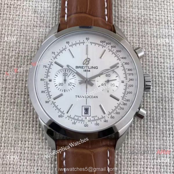 Clone Breitling Transocean Watch Black Chronograph Leather Strap 8