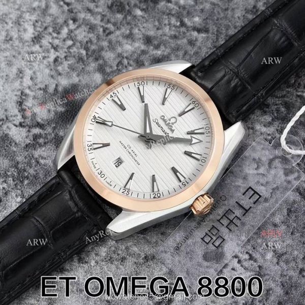 Swiss ETA 8800 Movement Omega Seamaster Superluminova Leather Strap Watch 8