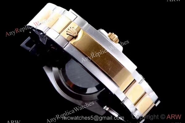 JF Factory 3135 Rolex Submariner 2 Tone Black Ceramic Watch 40mm 8
