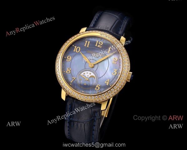 Swiss Patek Philippe Complications 4968R Watch Blue Mother of Pearl Gold Case 8