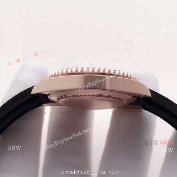 Copy Rolex Submariner Rose Gold Rubber Strap Watch 40mm 8