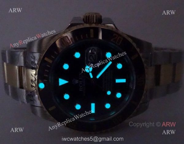 NEW UPGRADED Replica Rolex Submariner 2-Tone Black Dial Black Ceramic Bezel watch 8