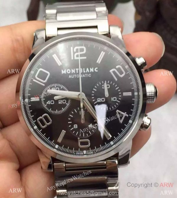 Swiss Grade Replica Montblanc Timewalker Chronograph Watch SS Black Dial 8