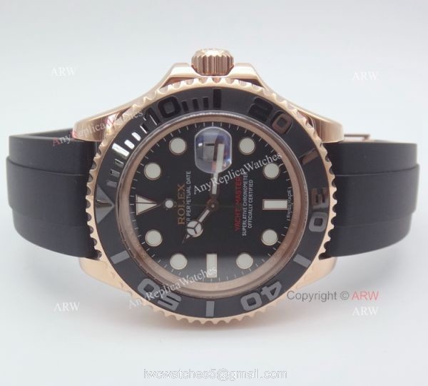 New Yachtmaster Replica Rolex Watch 116655 Rose Gold rubber watch Hot Sale 8