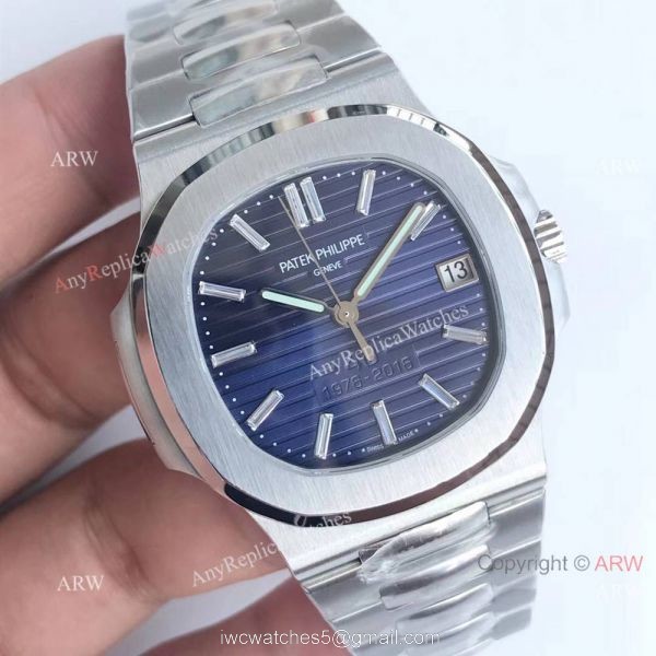 Copy Swiss Patek Philippe Nautilus 40th Anniversary Blue Dial Watch 8