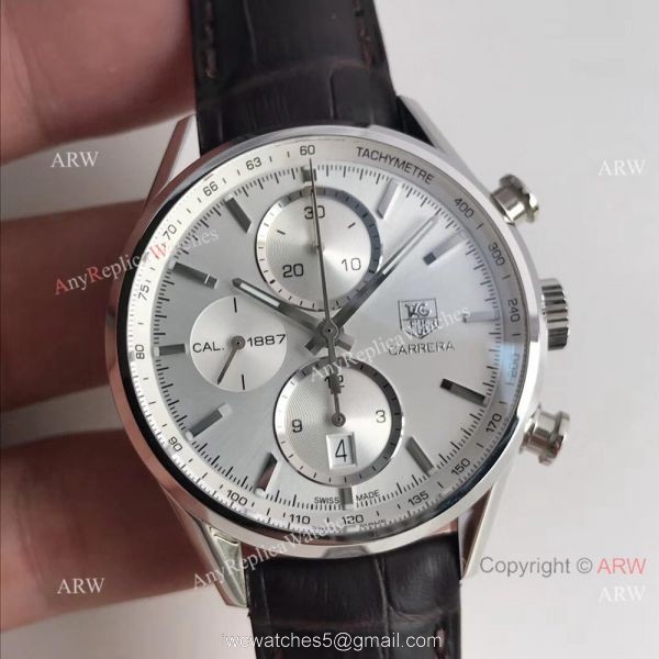 Swiss Copy TAG Heuer Carrera Calibre 1887 Chronograph Watch Silver Dial 8