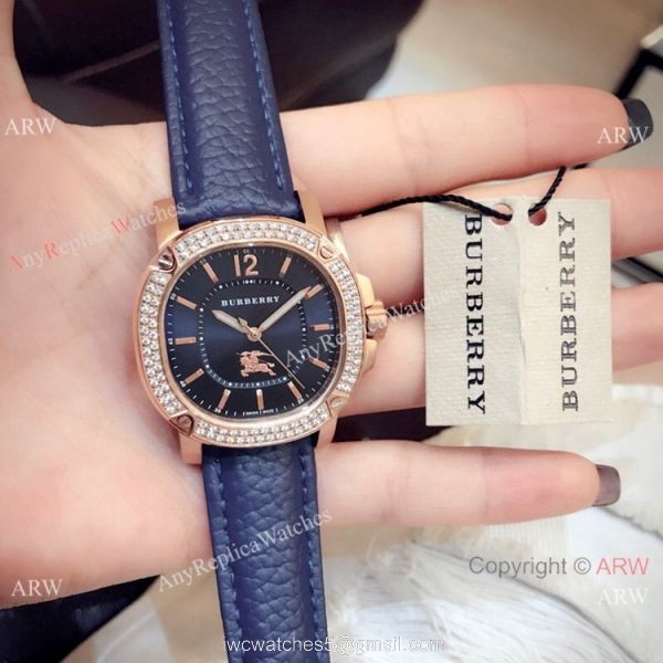 New Style Copy Burberry Lady watch Rose Gold Gray Face 8
