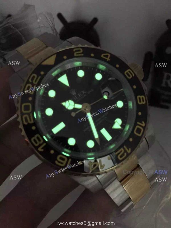 Copy Swiss Rolex GMT- Master II Watch 2-Tone Black Ceramic 40mm 8