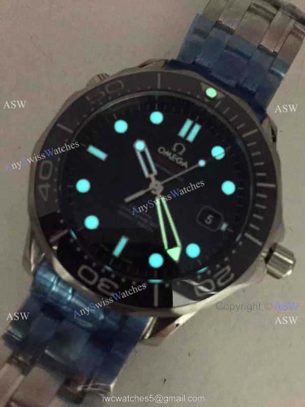 Grade 1A Omega Replica Watches James Bond Blue Ceramic Blue Dial 8