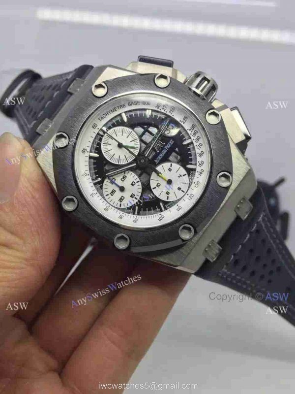Replica Swiss Audemars Piguet Royal Oak Ruben Barrichello Watch Black Leather 8