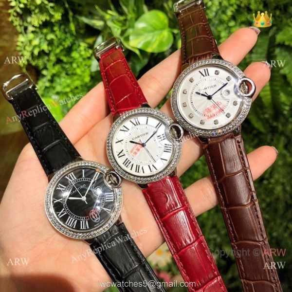 Copy Ballon Bleu de Cartier Watch Lady 36mm Diamond Bezel 8