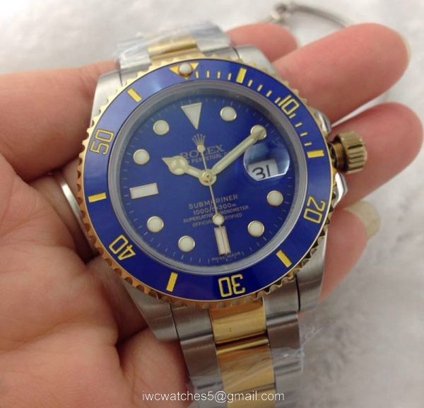 Grade AAA Rolex Blue Face Submariner Two Tone Watch Noob Factory Replica Watches 8