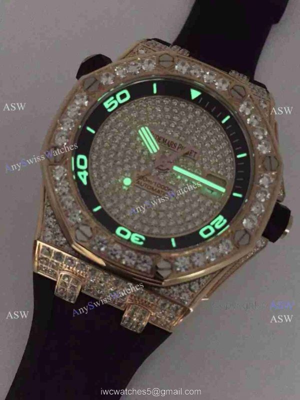 Replica Swiss Audemars Piguet Watch Rose Gold Diamond Dial 8