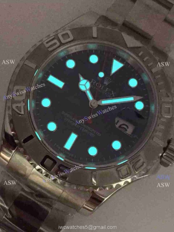 Swiss Grade Replica Rolex Yachtmaster Stainless Steel Blue Face Red Hand Watch 8