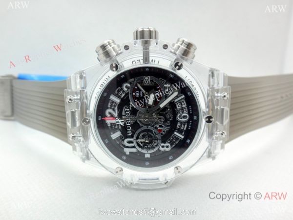 Best Quality Big Bang Unico Sapphire Hublot Clear Watch Gray Rubber Strap 8