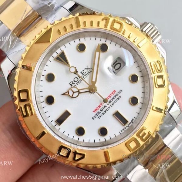 Swiss Copy Rolex Yacht-master 2836 Watch 2-Tone White Face 8
