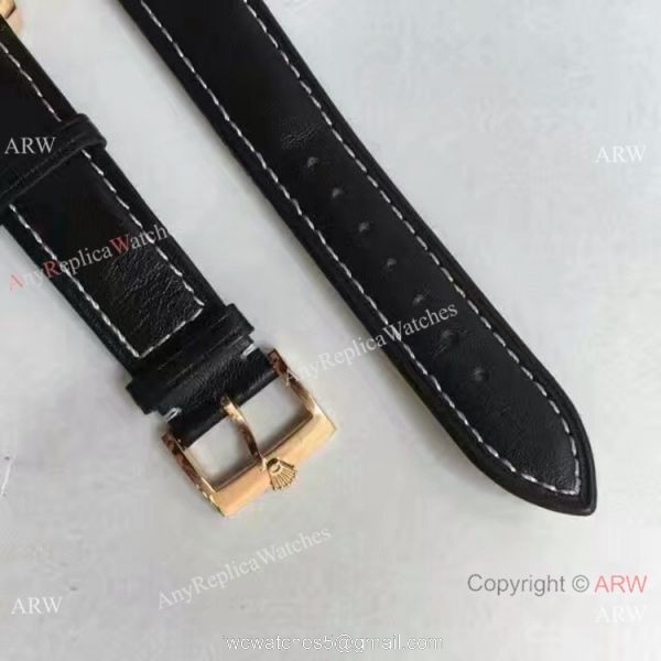 Swiss Replica Rolex Cellini Danaos Watch Rose Gold Black Face Automatic Movement 8