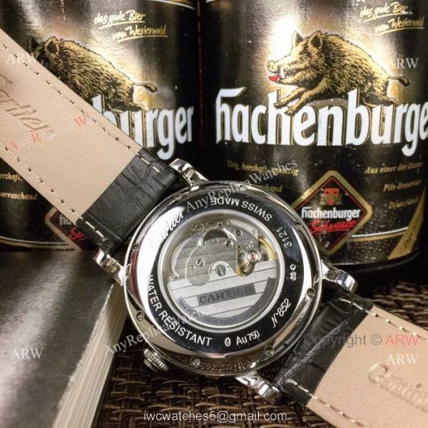 2019 Replica Cartier Ronde Solo 42mm Watches SS Black Leather Strap 8
