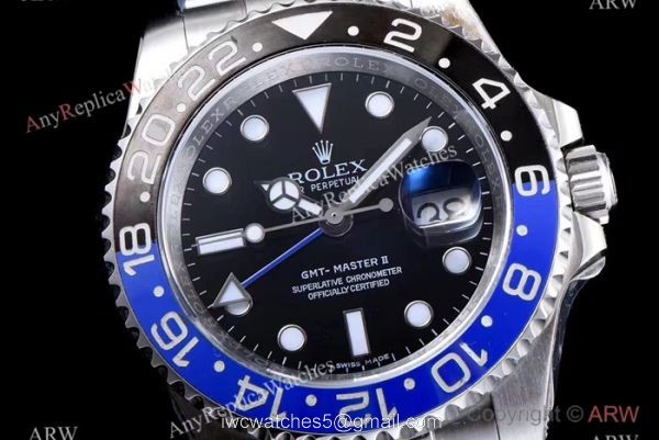 JF Factory Real Swiss ETA2836 Rolex Batman Replica Watch GMT-Master II 40mm 8