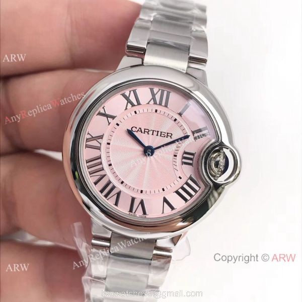 AAA Replica Ballon Bleu Cartier Quartz Watch Stainless Steel Pink Dial 8