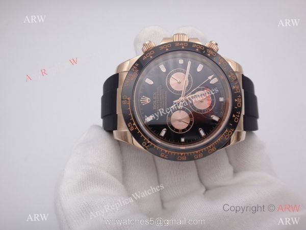 Rose Gold Rolex Daytona Rubber Strap Replica Watch Rolex 116515LN 8