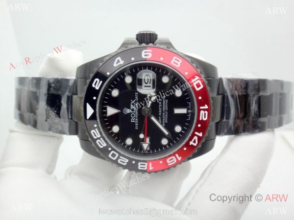 All Black Rolex Replica GMT-MASTER II Watch / Red Black Ceramic Bezel 8