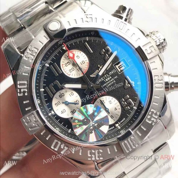 (GF)Replica Breitling Super Avenger II Stainless Steel Black Arabic Watch 7750 8