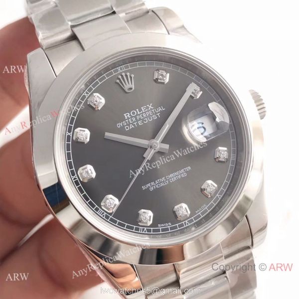 Bp Factory Rolex Oyster DateJust II 41mm Watch SS Grey Diamond Dial 8
