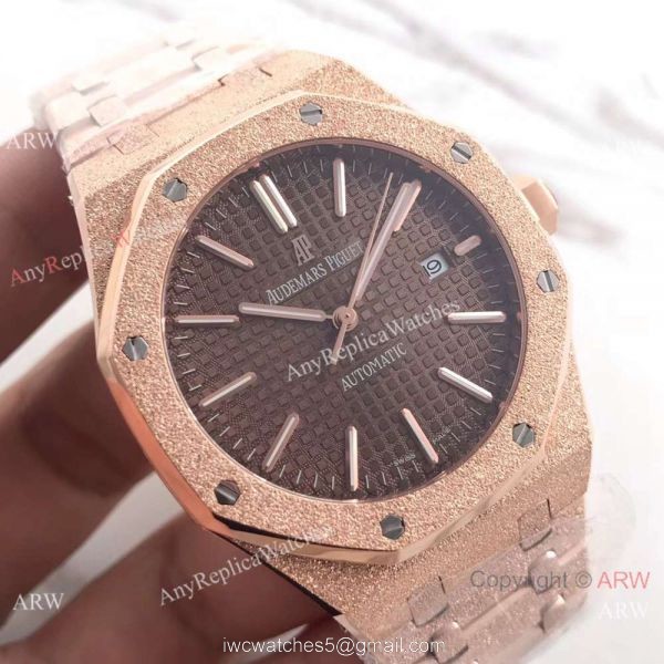 JF Copy Audemars Piguet Royal Oak 41mm Watch Frosted Gold Watch Case 8