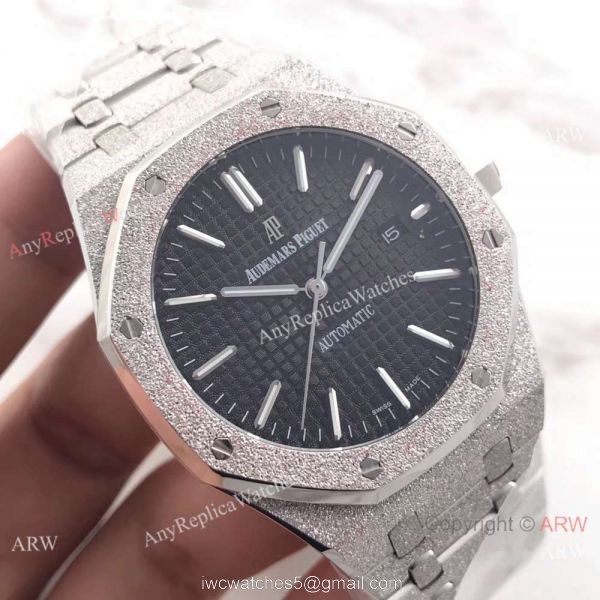 JF Factory Audemars Piguet Royal Oak Watch Replica Frosted Black Dial 8