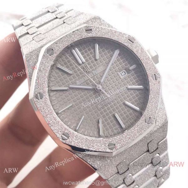 JF Factory Copy Audemars Piguet Royal Oak Frosted Case Grey Face 41mm Watch 8