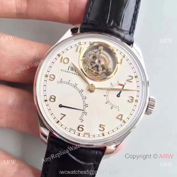 Swiss Grade IWC Tourbillon MysteRe ReTrograde Replica Watch Gold Arabic 8