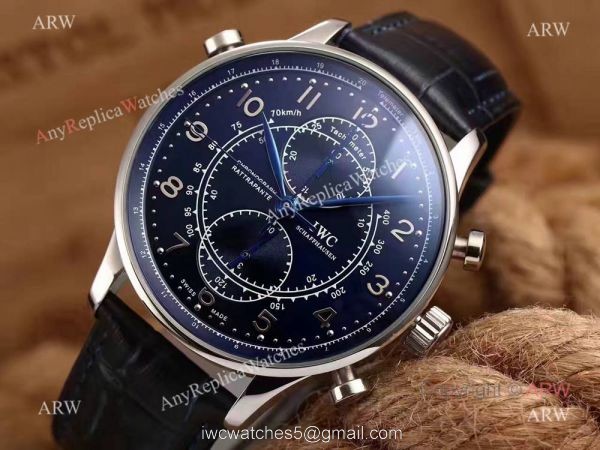 Newest Fake IWC Portugieser Rattrapante IW371215 SS Blue Markers Watch 41mm 8