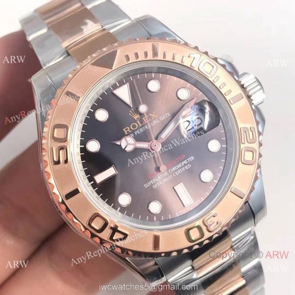 Swiss Replica Rolex Yachtmaster 2-T Rose Gold Chocolate Face Watch AR Factory 8