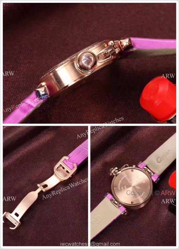 Wholesale Price Replica Cartier Pasha Lady Watch Rose Gold Case Blue Version 8