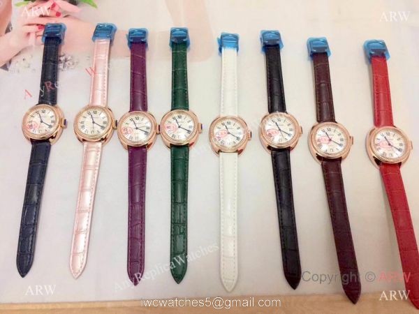 Fake Cle de Cartier Roman Dial Rose Gold Diamond watch Women Size 8