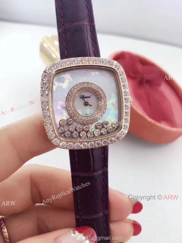 Swiss Quartz Happy Dreams Chopard Lady Watch Pink Leather Rose Gold 8