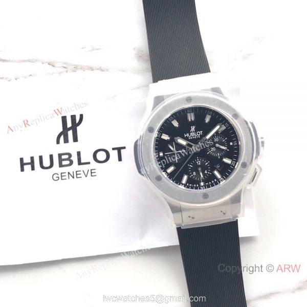 New Replica Hublot Big Bang 44mm Watch SS Black Dial 4100 Swiss Grade 8