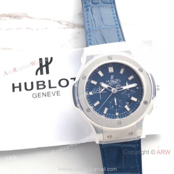 Swiss Grade Knock off Hublot Big Bang 4100 watch SS Blue Gummy Strap 8