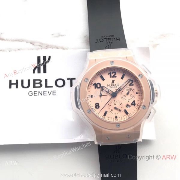 Hublot Big Bang Rose Gold Pink Dial Replica Watch 4100 Swiss Grade 8