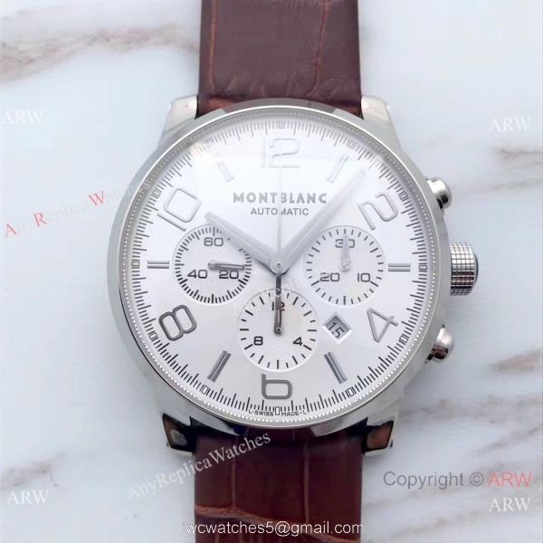 Mont Blanc Clone TimeWalker Chronograph Brown Leather Strap Watch Grade AAA 8