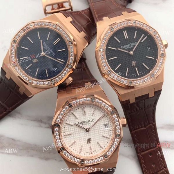 JH Factory Replica Audemars Piguet Jumbo Extra Thin Rose Gold Diamond AP Watch 39MM 8