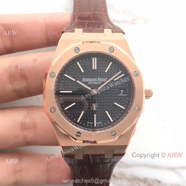 New Style Replica Audemars Piguet Extra Thin Watch Brown Leather Strap White Dial 8