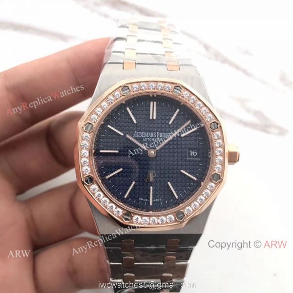 New Audemars Piguet Royal Oak Extra Thin 2-Tone Rose Gold White Watch 39mm 8