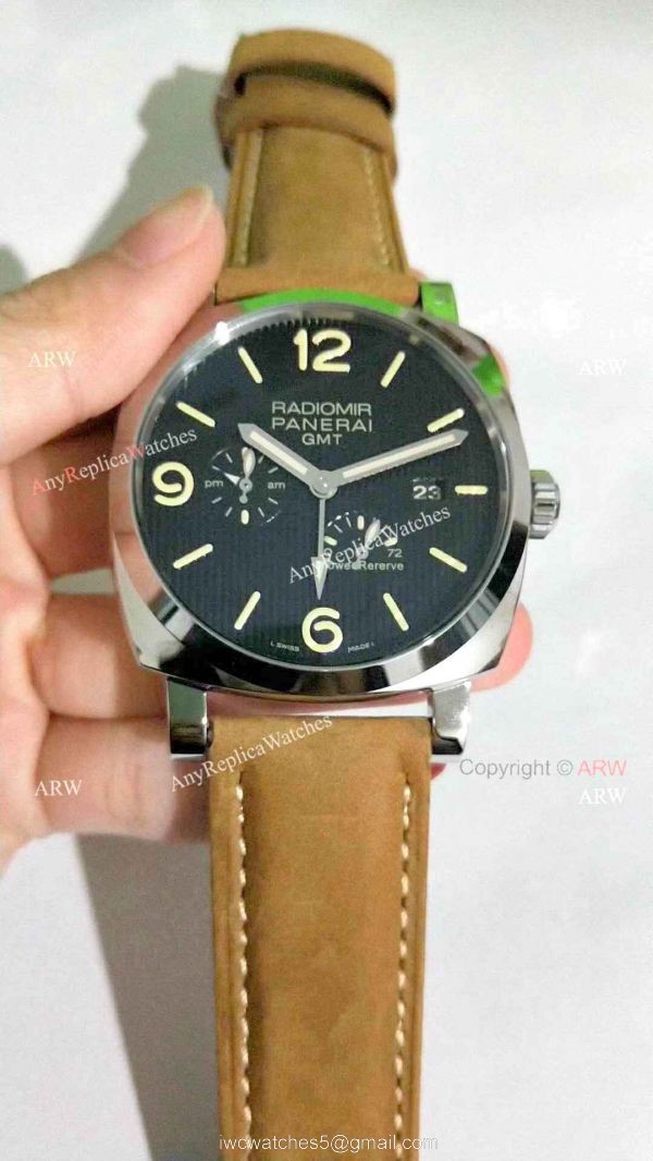 Best Panerai Radiomir GMT Power Reserve Black Dial Watch Pam 658 8